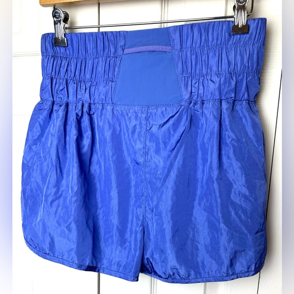 FREE PEOPLE Movement The Way Home Shorts Electric Blue High Rise Waisted Smocked - Picture 8 of 14